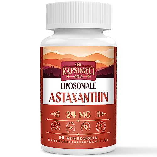 Liposomales Astaxanthin Weichkapseln 24mg pro Portion, Starke Antioxidantienformel als VIT C, Hervorragende Absorption (60 Softgels)