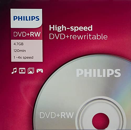 Philips DW 4 S 4 J 05 F/10 DVD+RW Rohlinge (4.7 GB Data/120 min. Video, 4X High-Speed-Aufnahme, 5er-Pack)