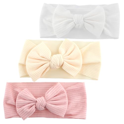 Dokeno Baby Schleifen Stirnband Baby Mädchen Rayon Stirnbänder 3 Stück Bögen Kinder Haarschmuck Baby Stretch Turban für Neugeborene Kleinkinder Kinder