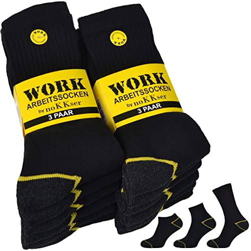 12 Paar WORK Arbeitssocken Herren • mit Viskose • Robuste Socken mit verstärkten Belastungszonen • weiche Frotteesohle • Komfortbund • Kurzschaft • schwarz • 43-46