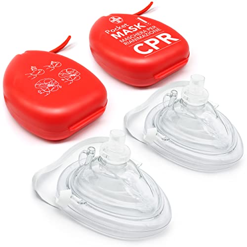 AIESI® Pocket Mask professionelle maske beatmungsmaske für beatmung mund zu mund mit einwegventil und filter (Packung mit 2 Stück), CPR Mask-Resuscitator