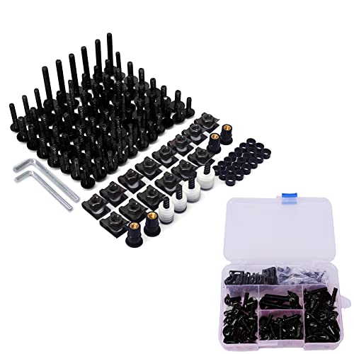 Fast Pro Universal Motorrad Verkleidungsschrauben,Verkleidung Schrauben Schwarze Schrauben Kit M4 M5 M6