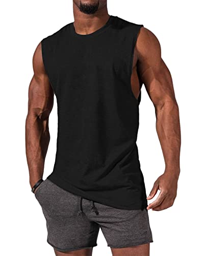 Tank Top Herren, Ärmelloses Muskelshirts Gym Sport Unterhemd Männer T Shirt Herren Fitness Trägershirts Tee Top für Men Schwarz XL