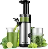 GDOR Kompakt Entsafter Leistungsstark Slow Juicer Leicht zu Reinigen Entsafter Gemüse und Obst Geräuscharm Juicer Machine, Hohe Saftausbeute Entsafter Slow Juicer, 600ml, Bürste Inklusive, BPA-frei