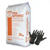 25 kg Stein Auftausalz (1 x 25 kg) Streumittel Streusalz KL-M Schnee Winter Eis Frost Premium inklusiv 1 Paar ARNOMED Einweghandschuh