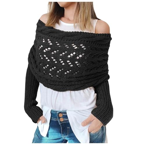 Multifunktionaler Schal mit Ärmeln für Damen, Gestrickter Schal Sweater Wrap mit Ärmeln, Boho Pashmina Schal Umhang Zopfmuster-umhang Bolero Für Damen Pullover-Schal mit Ärmeln Gestrickter Schal