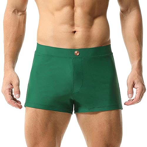 WKAYsIV Herren Unterhosen Offen -Nachtwäsche, Flacher, atmungsaktiv, große Shorts Polyester Herren Boxershorts (Green, XL)