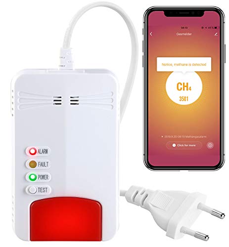 VisorTech Gasmelder Erdgas WLAN: Smarter Multi-Gasmelder für haushaltsübliche Gase, WLAN & App, 85 dB (Gasmelder Smart Home, Gaswarngerät, Netzteil Tester)