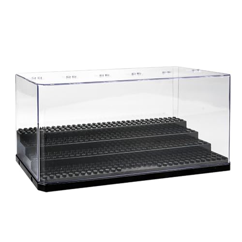 Minifiguren Vitrine, Banaone Stapelbare Acryl-Baustein-Display-Box, Staubdichter Baustein Display Aufbewahrungskoffer für Figurenspielzeug Sammlung, Schwarz (4 Layer)