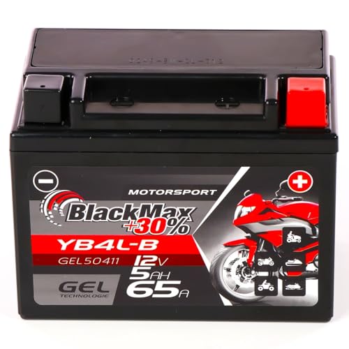 BlackMax YB4L-B GEL Rollerbatterie 12V 5Ah CB4L-B 50411 wartungsfrei FB4L-B GB4L-B SLA4L-BS