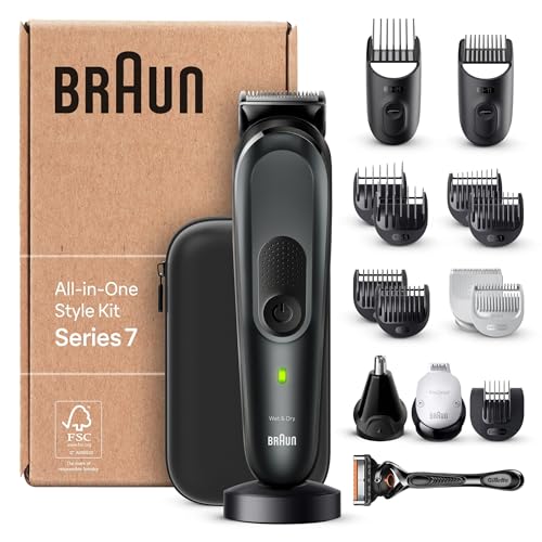 Braun All-In-One Bartpflege Bodygroomer Set, 17-in-1 Barttrimmer/Bartschneider, Trimmer/Haarschneider Herren, Haarschneidemaschine, 100 Min. kabellose Laufzeit, MGK7491