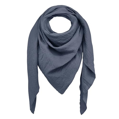 beifon Halstuch Damen Herren Musselintuch Baumwolltuch, Musselin Tuch Dreieckstuch Damen, Halstücher für Damen Damenhalstuch Herrenhalstuch Schal Männer Frauen Scarf Women (Dreieck, blaugrau)