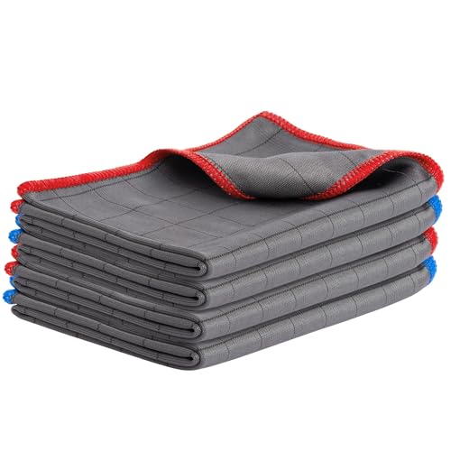 CARBOTEC® 4X Premium Carbon Microfaser Glastücher - Mikrofasertücher für streifenfreie Gläser/Scheiben/Fenster - Carbonfaser Glaspoliertuch - Mikrofaser Reinigungstücher für Auto-Glas (Tücher 400gsm2)