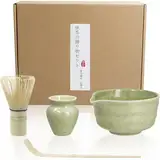 Matcha Set Matcha Besen 4er-Set Manuelles Matcha-Set Matcha Besen Matcha Schüssel mit Auslauf Matcha Löffel Matcha-Schneebesen-Ständer Japanisches ZubehöR FüR Die Matcha-Zeremonie