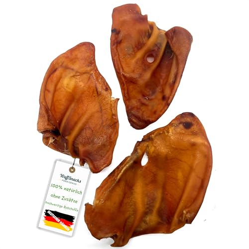 Schweineohren für Hunde, 25 Stück, 100% natürlich, getrocknete Schweineohren, Barf Leckerli von WuffSnacks