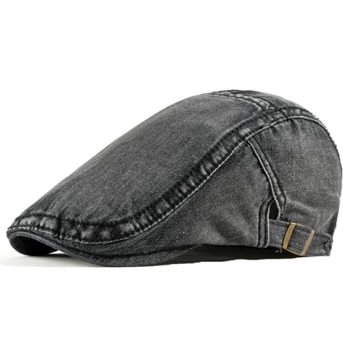 YAMEE Baskenmütze Unisex Denim Klassisch,Barett Mütze Herren Verstellbar-Freizeitkappe,Schiebermütze Herren Zeitungsjungenmütze,Flat Cap Herren Outdoor Sonnenschutz(55CM-60CM)