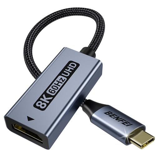 BENFEI USB C auf HDMI 2.1 Adapter 8K@60Hz/4K@240Hz [Aluminiumgehäuse, geflochtenes Nylon] Kompatibel mit iPhone 15/16 Pro/Max, MacBook Pro/Air 2023, iPad Pro, Surface Book 2 Mehr