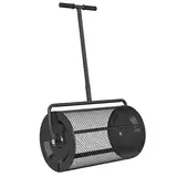 Outsunny Kompoststreuer 75L 61x40cm Düngerstreuer Rasen Garten Gartenstreuer mit T-Griff Mesh-Korb Metall Saatgutstreuer Torfmoosstreuer Rasenstreuer Rasenpflege für Kompost, Mist Dünger Saat Schwarz
