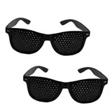 2 Stück Rasterbrille Augentraining Augentrainer Lochbrille Rasterbrille Pinhole Glasses mit Faltbaren Bügeln Schwarze Gitterbrille für Augentraining zur Entspannung und Sehvermögen-Verbesserung