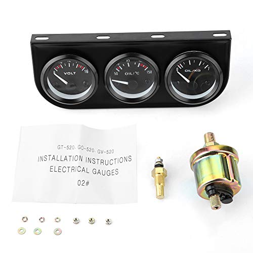 Vdo Zusatzinstrumente 52Mm-Triple Gauge Kit Öldruck Voltmeter Messgerät Zusatz 3 In 1 Auto Meter Auto Gauge Voltmeter Wassertemperatur Öl Manometer Drehzahlmesser