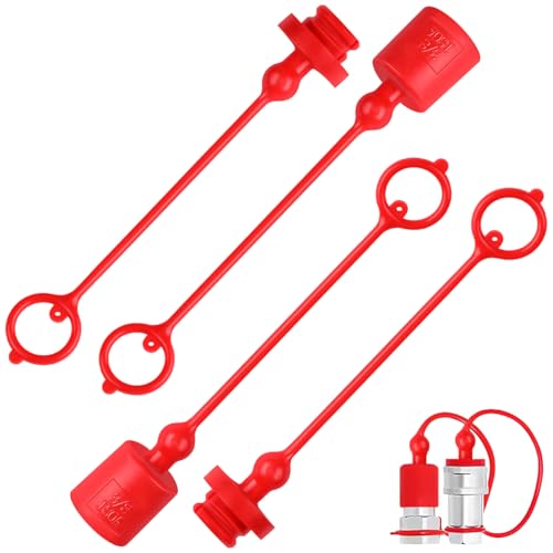 Warmhm 2 Sets Hydraulikschlauchkappe Und Stecker 3/8 Zoll Hydraulic Quick Connect Männliche Kappe Und Weibliche Steckerabdeckungen Iso-A 3/8 Hydraulic Quick Coppler