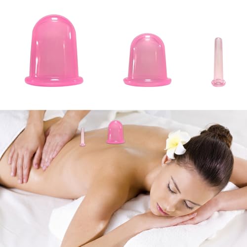 Silikon Schröpfen,3pcs Schröpfgläser Silikon,Silikon Massage Schröpfen Cups,Saugglocke Massage Tools,Schröpfgläser Therapieset,Vakuum Saugnapf,Schröpfkopf für Gesicht Hals Augen Schröpfen Massage