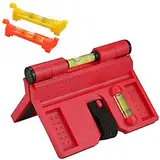 Pfostenwasserwaage Wasserwaage,Guador Magnetische Wasserwaage ABS Einstellbare Winkelwasserwaage Pfosten-Winkel-Wasserwaage 188 mm x 134 mm für Rohrinstallation Bild hängen Montagehilfe (rot)