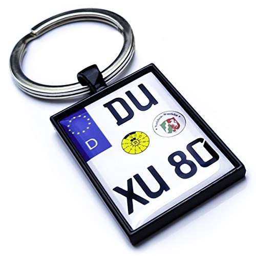 Internetservice Timo Lindner Schlüsselanhänger mit personalisiertem Motorradkennzeichen Schwarz Nummernschild Motorrad Personalisiert Individuell