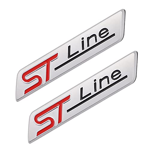 2 Stück 3D Metall ST Line Aufkleber Autokopf Emblem Abzeichen Chrom Aufkleber für Die meisten Automodelle (Abrazine Silber)
