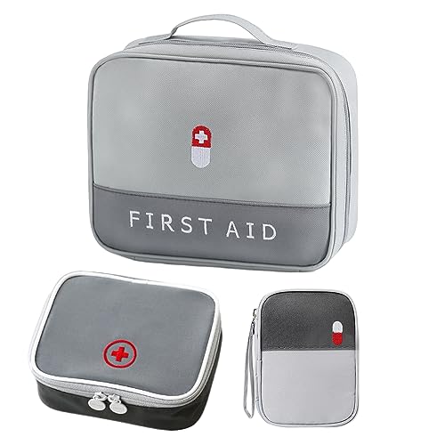 CHENKEE Medikament Tasche, 3 Stück wasserdichte Medizin Aufbewahrungstasche Medikamententasche Leer Erste Hilfe Tasche Große Kapazität Medizinische Notfalltasche für Home, Office, Reisen (Grau)