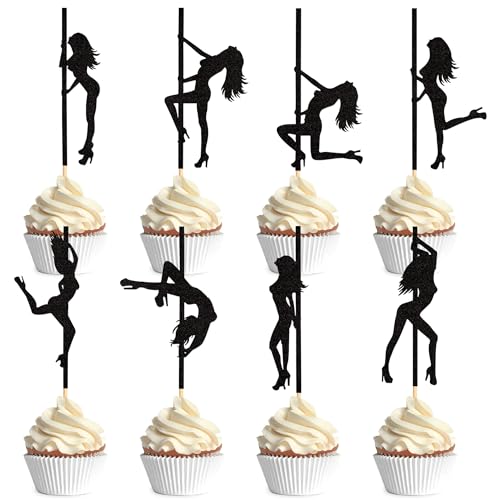 Blumomon 32 Stück Junggesellenparty Cupcake Toppers Pole Dance Party Kuchen Dekorationen Cupcake erwachsen Ball Musik Theme Party Geburtstagsfeier Hochzeitsfeier Dekorationen