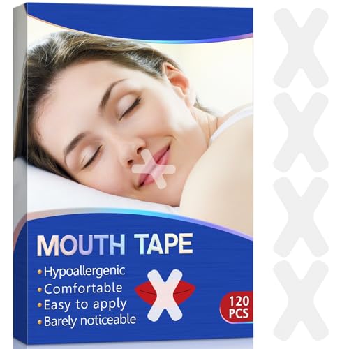 Mouth Tape for Sleeping,120 Stück Mundpflaster Schlafen,Mundkleber Nachts,Anti Schnarch Pflaster und Schnarchpflaster Sleep Tape,Hilft Gegen Schnarchen und Entwickelt Nasenatmungsgewohnheiten