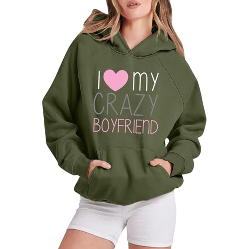 WKAYsIV Langarmshirt V Ausschnitt Damen lockeres Sweatshirt, Kapuzenpullover für Teenager, Mädchen, Kleidung, Kapuzenpullover für Damen Hoodie(AG,M)