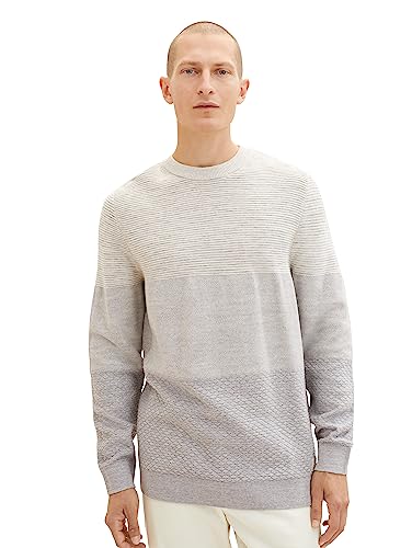 TOM TAILOR Herren 1038212 Crewneck Strickpullover aus Baumwolle, 32797-melange Multi Structure Design, XL