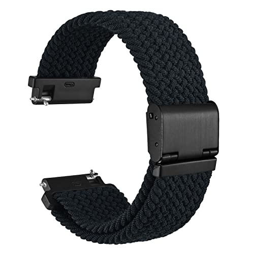 WOCCI 18mm Gewebtes Nylon Uhrenarmband für Damen und Herren, Schnellverschluss, Verstellbare Schwarze Schnalle (Schwarz)