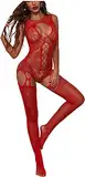 V-Ting Sexy Dessous für Damen Nahtlose Bodystocking catsuit ouvert Women Baby Doll Minikleid Sexy Kleid Fishnet Negligees Lingerie Nachtkleid Sleepwear Im Schritt offen für sex