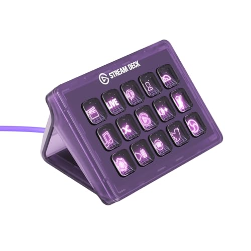 Elgato Stream Deck MK.2 Atomic Purple (Limitierte Auflage) – Studio-Controller, 15 Makrotasten, auslösen von Aktion in Apps und Software wie OBS, Twitch, YouTube und anderen, für Mac und PC