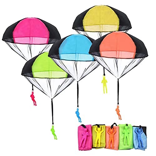 Fallschirm Spielzeug für Kinder, 10 Stück Fallschirmspringer Spielzeug, Hand Werfen Fallschirm Outdoor Flugspielzeug, Wurf Parachute Spiele für Draußen, Geschenk
