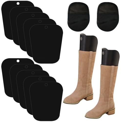 Editbar 10 Blatt Stiefelformer, mit 1 Paar Wollhandschuhe – Robuste Stiefel Unterstützung,Stiefel Ständer Halter,Elastische Stiefelform Einsätze,Stiefelhalter für Stiefel unterschiedlicher Höhe,8 Zoll