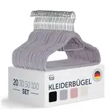 Blumtal Kleiderbügel 20 Stück - Kleiderbügel Samt 360° drehbar und belastbar - Kleiderbügel platzsparend und rutschfest - Kleiderbügel Grau mit Samtbezug - Samtbügel - Kleiderbügel Samt Grau - Hangers