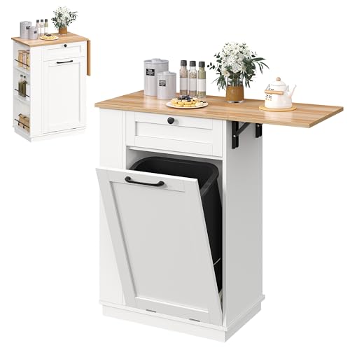 YITHOME Kommode für 37L Mülleimer, küchenschrank mit Erweiterte Obere Arbeitsplatte und Seitlich Getrennte Lagerung, Versteckter Mülleimer Schrank, ohne Mülleimer