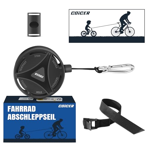 COICER 2M Fahrrad Abschleppseil Kinder und Erwachsene, Abschleppseil Fahrrad Traktionsseil Eltern Kind Zugseil, Abschleppseil Fahrrad Kinder, Zuglast bis 120 kg Follow Me Bike MTB Zubehör