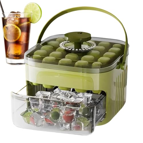 Syengery Easy Press Ice Maker, Eisform,Drücken Sie Eisschalen für Gefrierschritte mit Bin und Scoop | Tragbar mit Griff, einfache Veröffentlichung ohne kühle Würfelhersteller für Cocktail, Whisky,