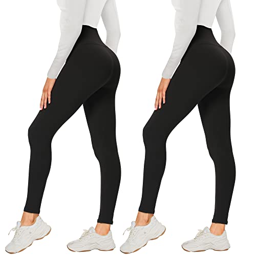 AMIYOYO 2er Pack Leggings für Damen High Waist Leggins Blickdicht Elastische Bauchweg Hosen Weiche Sporthose für Yoga Fitness Outdoor&Freizeit