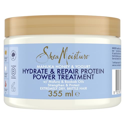 SheaMoisture Hydrate & Repair Protein Power Treatment für extrem trockenes und sprödes Haar Manukahonig & Joghurt 355 ml