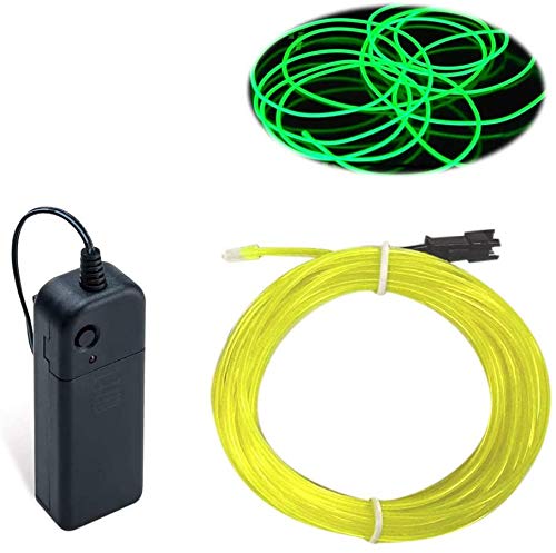 EL-Draht, 5M Neon Kabel Mit Batterie Trafo, Leuchtet Electroluminescent für Partys, Halloween, Schwarzlichtläufe, DIY-Dekoration (fluoreszierendes Grün)