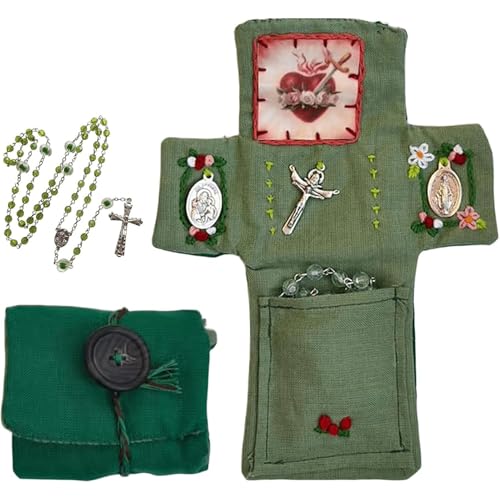 Taschengebet, Pocket Shrine With Silver Crosses Included Inside, Christliche Taschen, Spirituelle Schreine Ermutigung Handwerk, Geschenk Mit Gebetsteppich, Hobby-Stoff-Schreinzubehör Für Frauen Männer