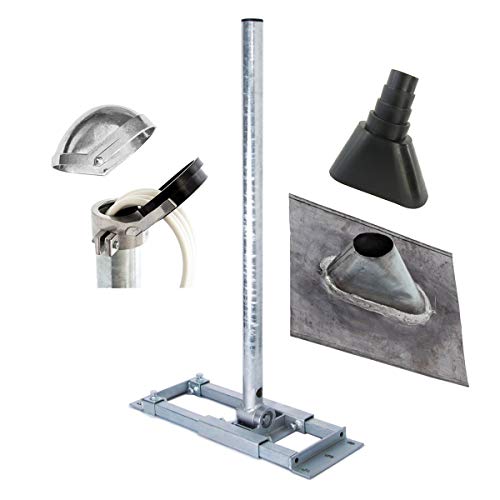 Premium X Deluxe X130-48 SAT Dachsparrenhalter 130cm Mast Sparren-Halterung mit Kabeldurchführung für Satelliten-Antenne Satellitenschüssel inkl. Dachabdeckung Set
