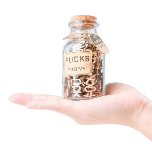 7oz Fucks to Give, Jar of Fucks Gift Jar, Fuck Wooden Cutouts Letter Piece, Lustige Geschenke zum Geburtstag Valentinstag Weihnachten, Geschenke für Männer Frauen, Kleines Geschenk, Witzige Geschenke