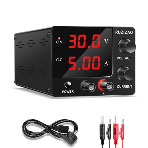 RUZIZAO Labornetzteil 30V 5A, Labornetzgerät mit 3 Stelliger LED Anzeige, Einstellbares Schaltnetzteil Upgrade Geberknopf, Mini Labornetzteil Regelbar